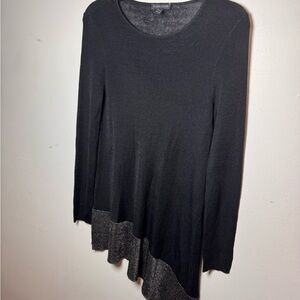 Eileen Fisher Black Tunic Sweater with Metallic Hem – Size XS good condition
